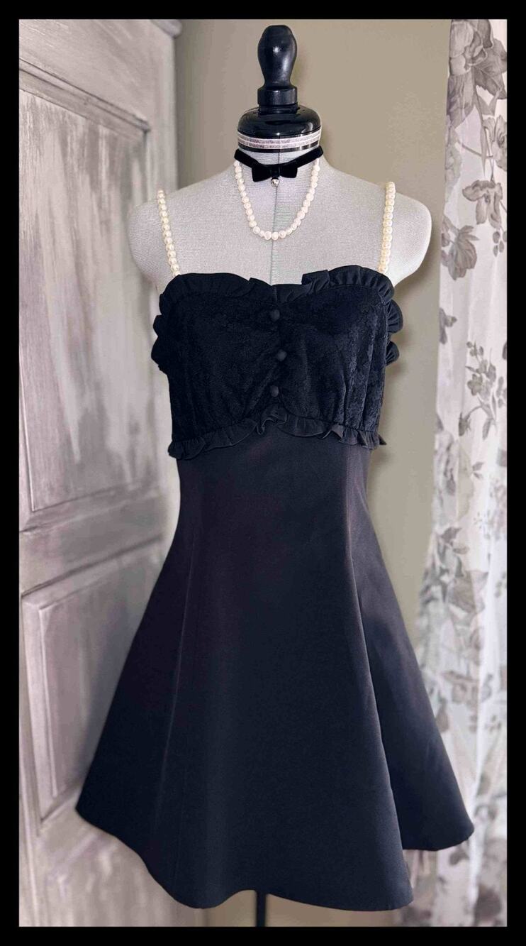 Ank Rouge Pearl Strap Black Lace Bustier Mini Dress Size M J Fashion Gyaru Goth